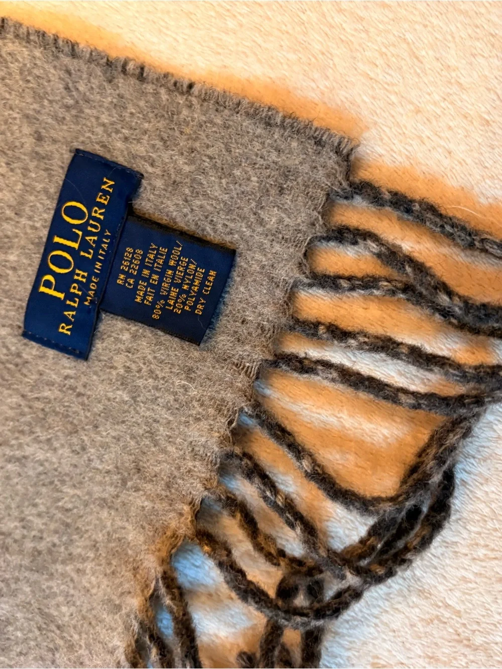 Polo by Ralph Lauren Reversible Light Gray Dark Gray Scarf embroidered logo